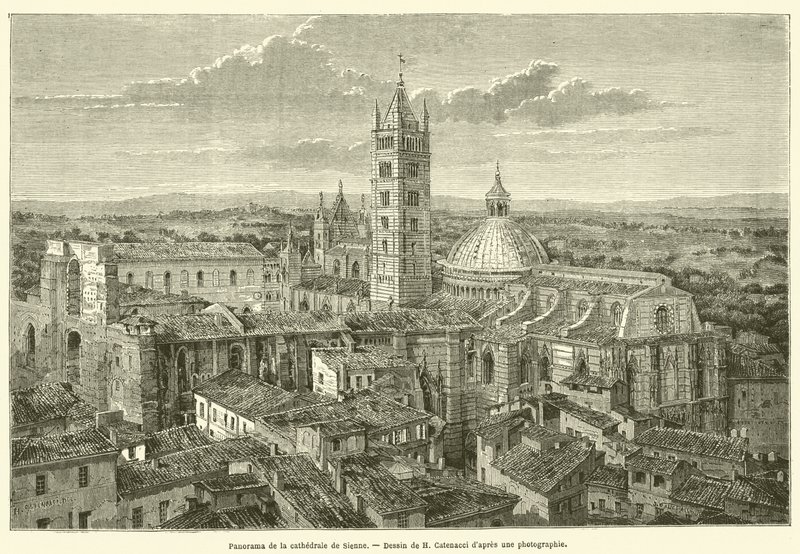 Panorama da catedral de Siena (gravura) de French School