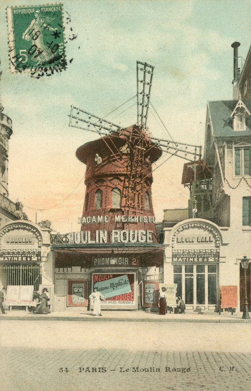 Paris, O Moulin Rouge (fotografia a cores) de French School