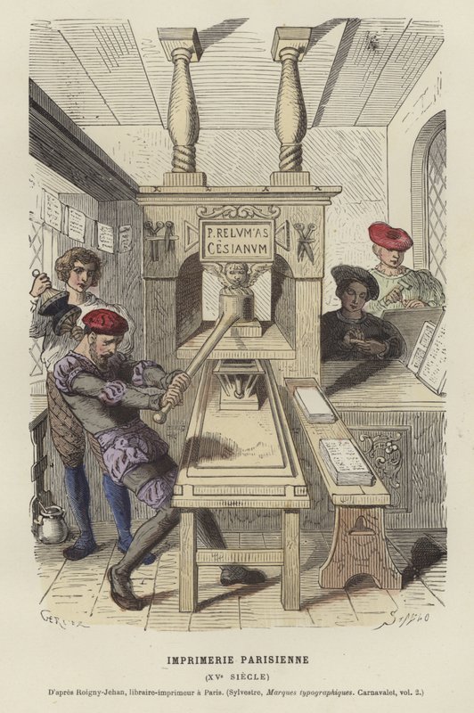 Casa de impressão parisiense, século 15 de French School