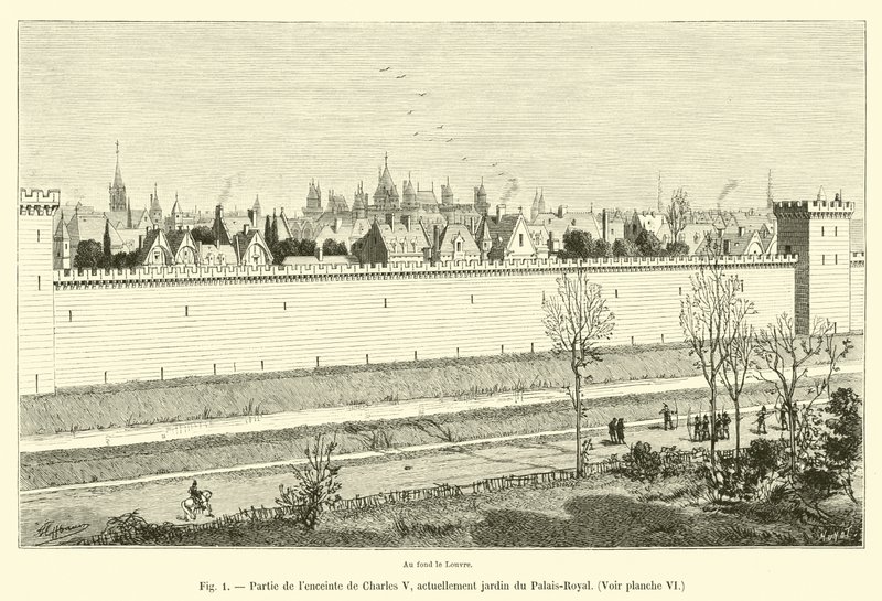 Parte do recinto de Charles V, atualmente Jardim do Palais-Royal, ver placa VI de French School