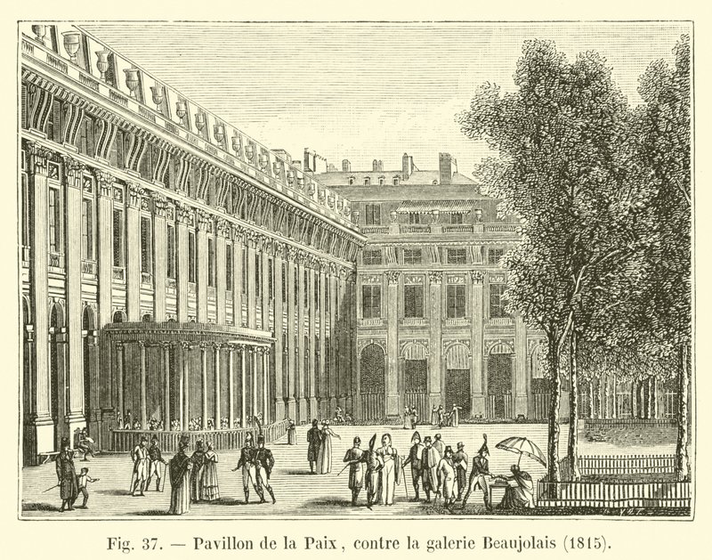Pavilhão da Paz, contra a Galeria Beaujolais, 1815 de French School