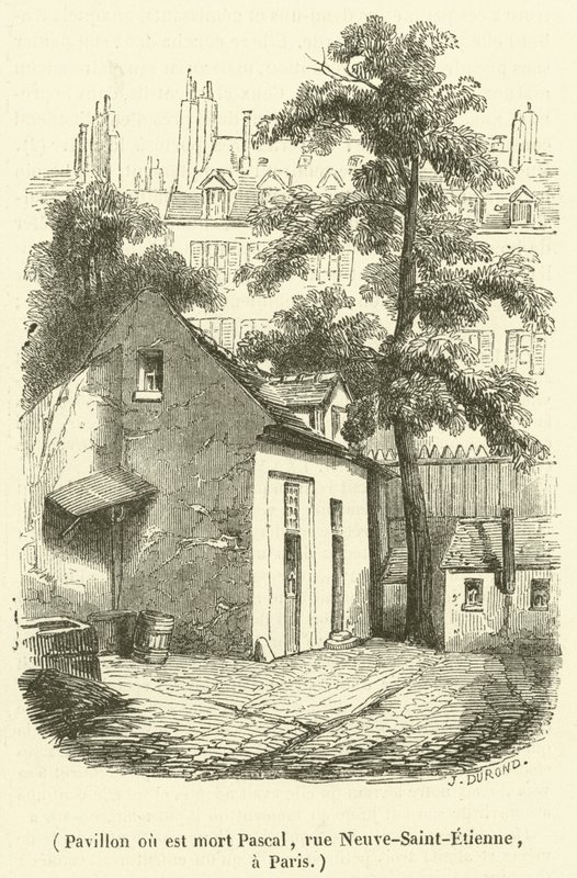 Pavilhão onde morreu Pascal, rue Neuve-Saint-Etienne, em Paris (gravura) de French School