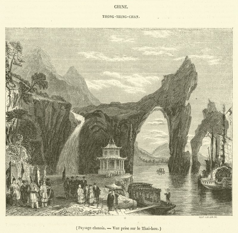 Paisagem chinesa, Vista do Thai-hou (gravura) de French School