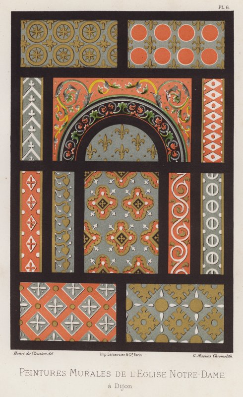 Pinturas murais da Igreja de Notre-Dame, em Dijon (cor litho) de French School