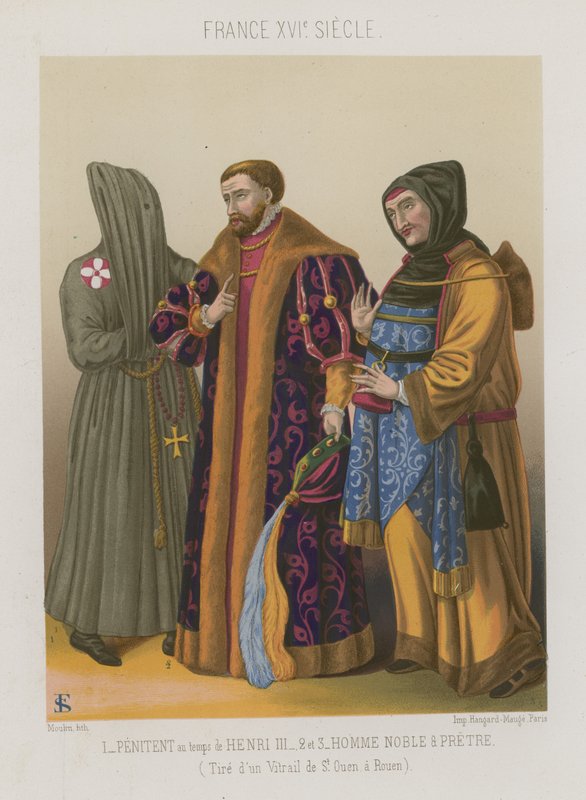 Penitente no tempo de Henrique III com um homem nobre e sacerdote de French School