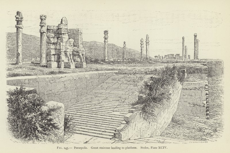 Persepolis, grande escadaria levando a plataforma de French School