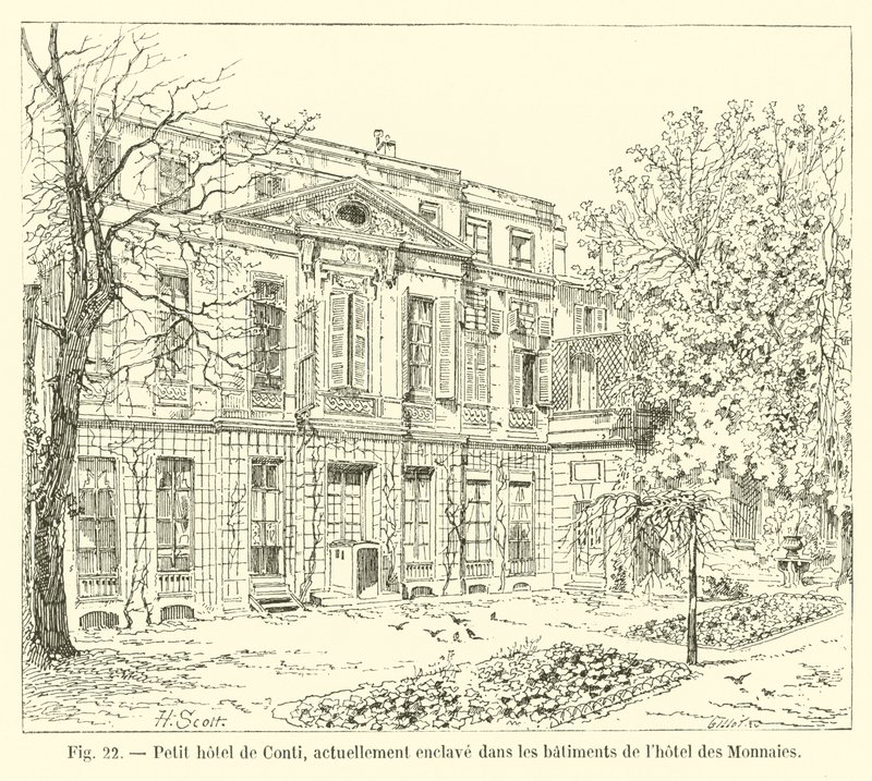 Pequeno hotel Conti, atualmente enclave nos edifícios do Hotel des Monnaies de French School