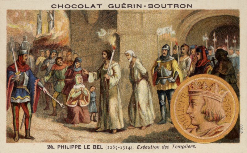 Philip The Fair e a execução dos Cavaleiros Templários, 1314 de French School