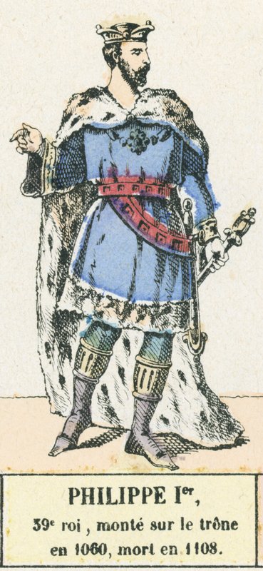 Filipe I, 39º rei, subiu ao trono em 1060, morreu em 1108 (gravura colorida) de French School