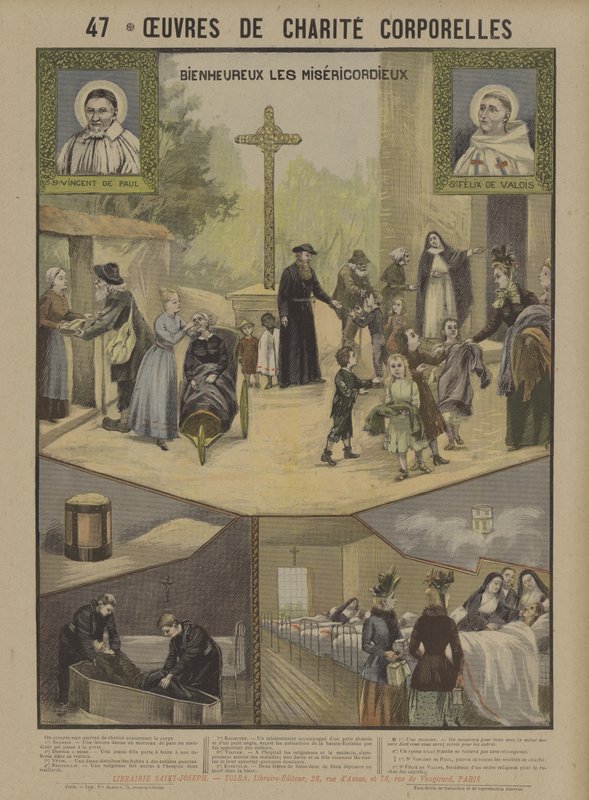 Obras de caridade física (cor litho) de French School