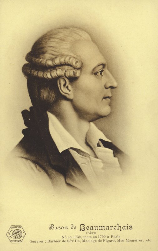 Pierre Beaumarchais (1732-1799), dramaturgo francês (litografia) de French School