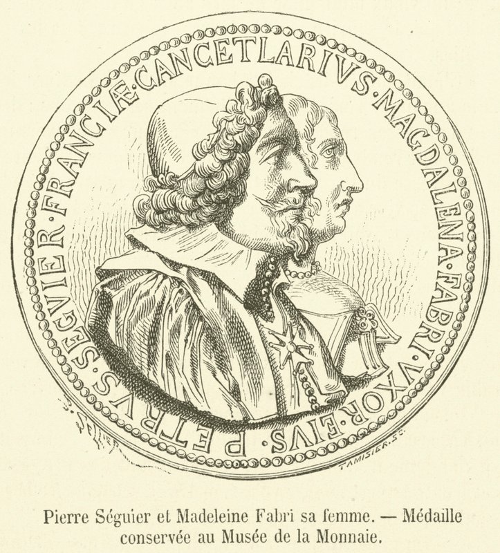 Pierre Seguier e Madeleine Fabri sua esposa, Medalha guardada no Musee de la Monnaie (gravura) de French School