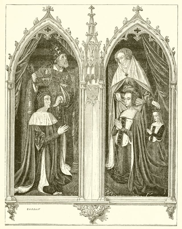 Pierre de Bourbon e Anne de Beaujeu, sua esposa de French School