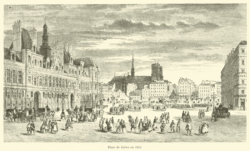 Place de Greve em 1855 de French School