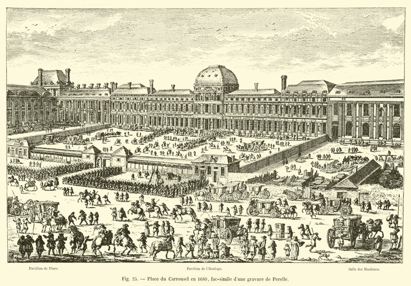 Place du Carrousel em 1680, fac-símile de uma gravura de Perelle de French School