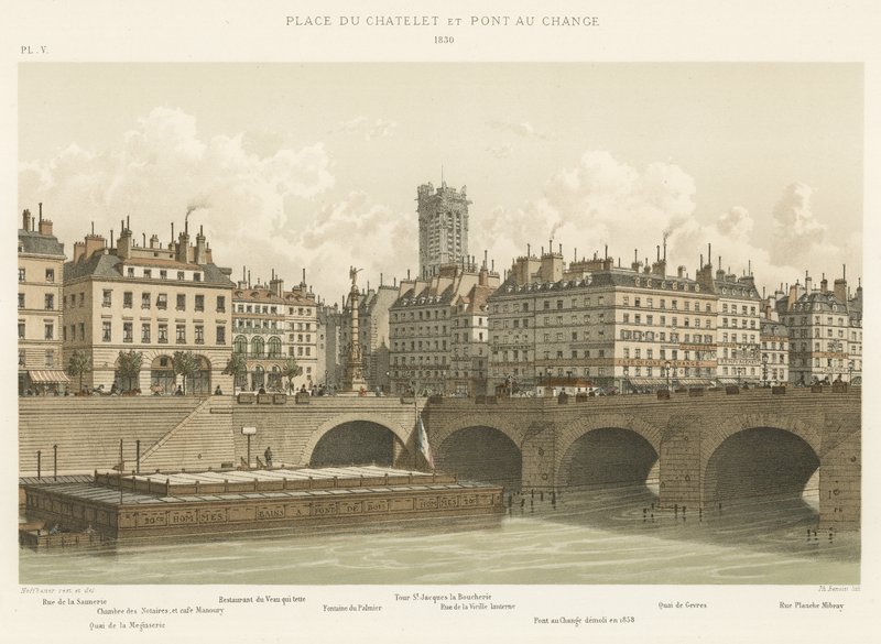 Place du Chatelet e Pont au Change, 1830 de French School