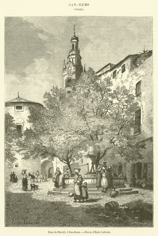 Praça de Março, em San-Remo (gravura) de French School