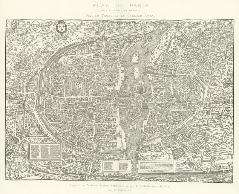 Mapa, de, paris, sob, a, regne, de, Henry, ii, por, olivier, Truschet, e, germain, Hoyau de French School