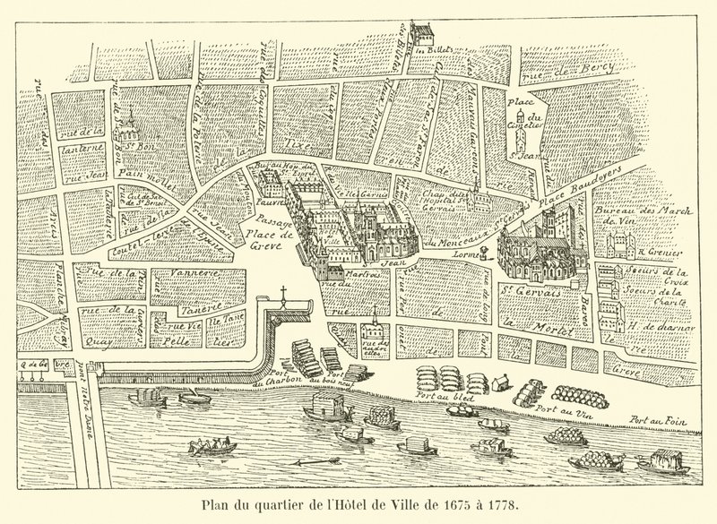 Mapa da área da Prefeitura de 1675 a 1778 de French School