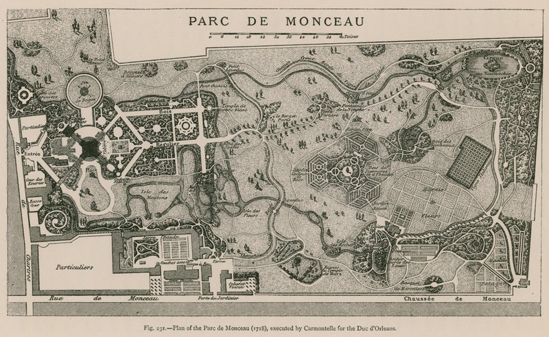 Plano do Parc de Monceau (1718), executado por Carmontelle para o Due dOrleans de French School
