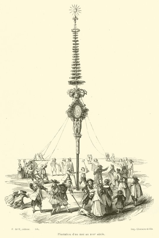 Plantio de uma maio no século XVII (gravura) de French School