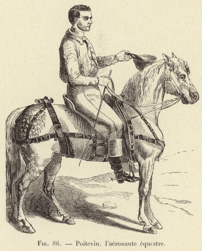 Poitevin, o aeronaut equestre (gravura) de French School