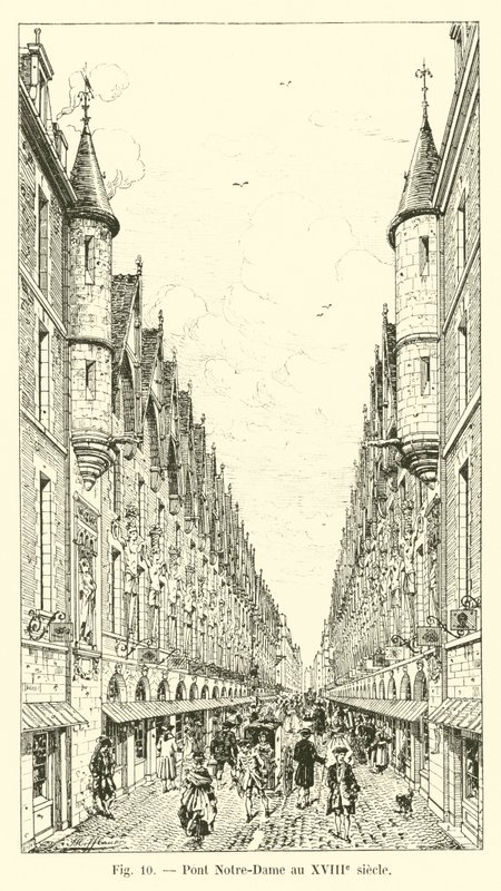 Ponte Notre-Dame no século XVIII de French School