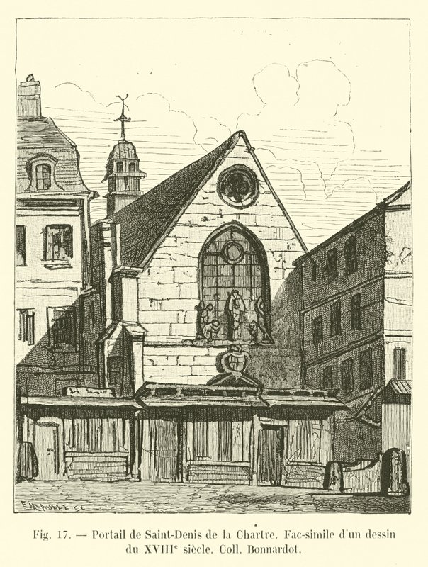 Portal de Saint-Denis de la Chartre, Fac-símile de um desenho do século 18 Coll Bonnardot de French School