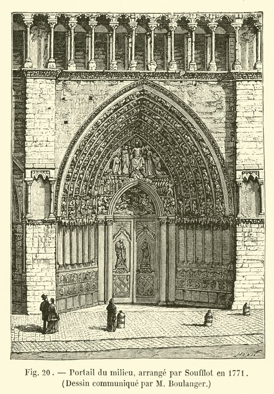 Portal do meio, organizado por Soufflot em 1771, Desenho comunicado por M Boulanger de French School