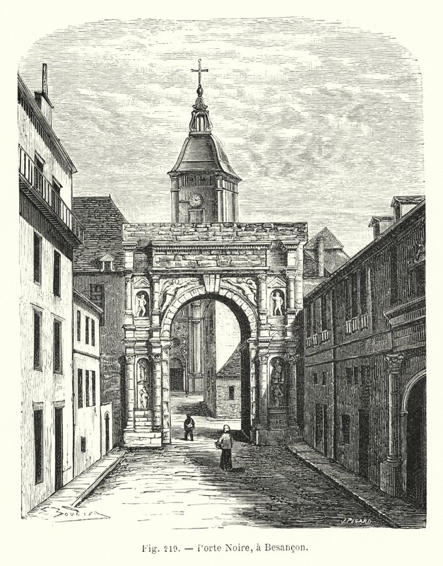Porte Noire, em Besancon (gravura) de French School