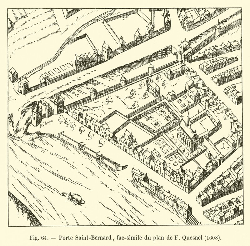 Porte Saint-Bernard, fac-símile do plano de F Quesnel, 1608 de French School