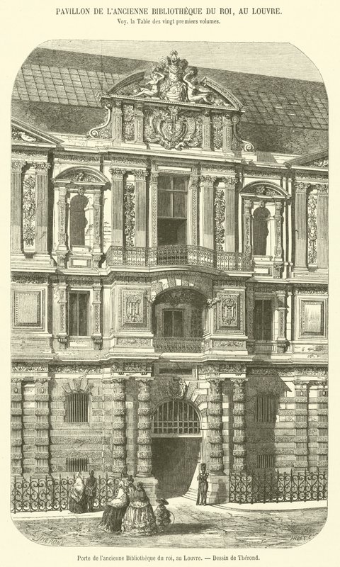 Porta da antiga Biblioteca do Rei no Louvre (gravura) de French School