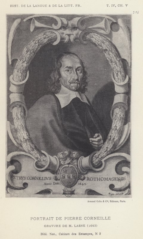 Retrato de Pierre Corneille (litho) de French School