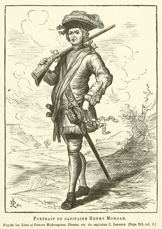 Retrato do Capitão Henry Morgan (gravura) de French School
