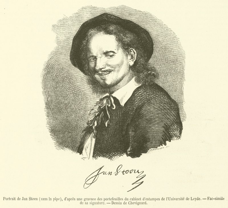 Retrato de Jan Steen, sem o tubo (gravura) de French School