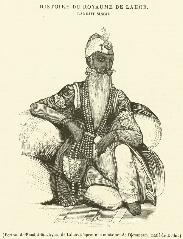 Retrato de Randjit-Singh, Rei de Lahor (gravura) de French School