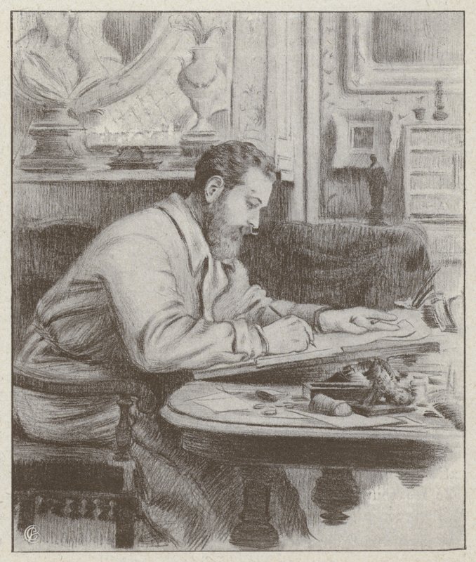 Retrato de Albert Guillaume, pintor e caricaturista francês (litho) de French School