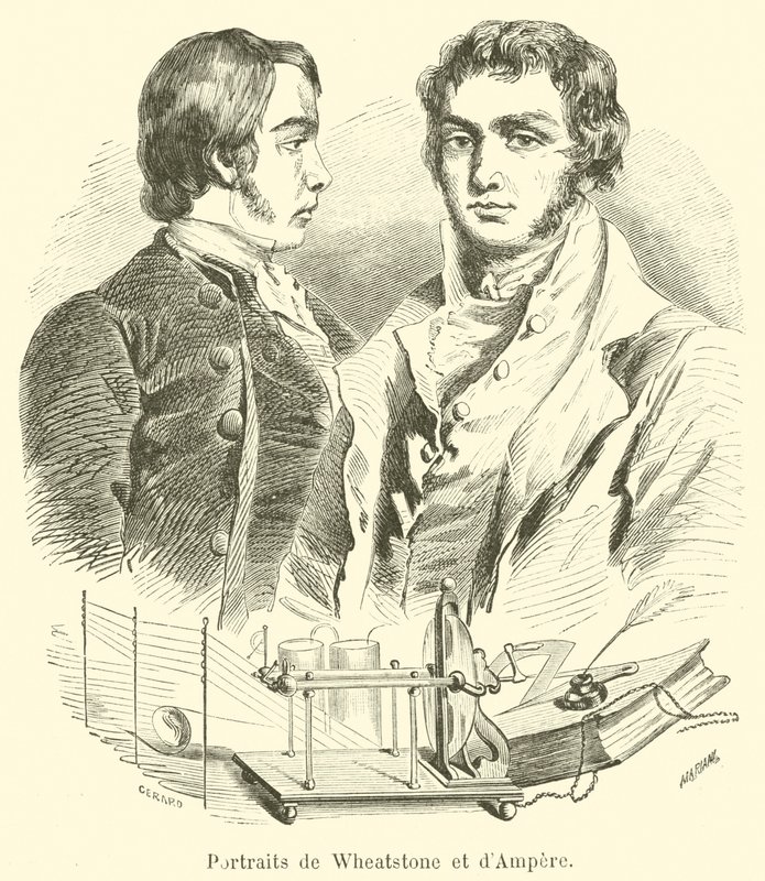 Retratos de Wheatstone e d&39;Ampere de French School