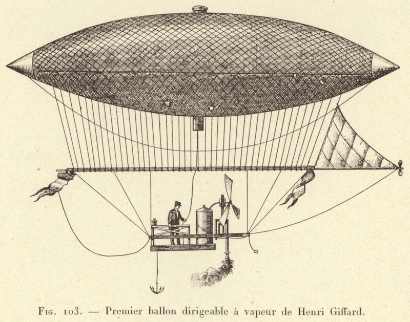 Primeiro navio a vapor de Henri Giffard (gravura) de French School