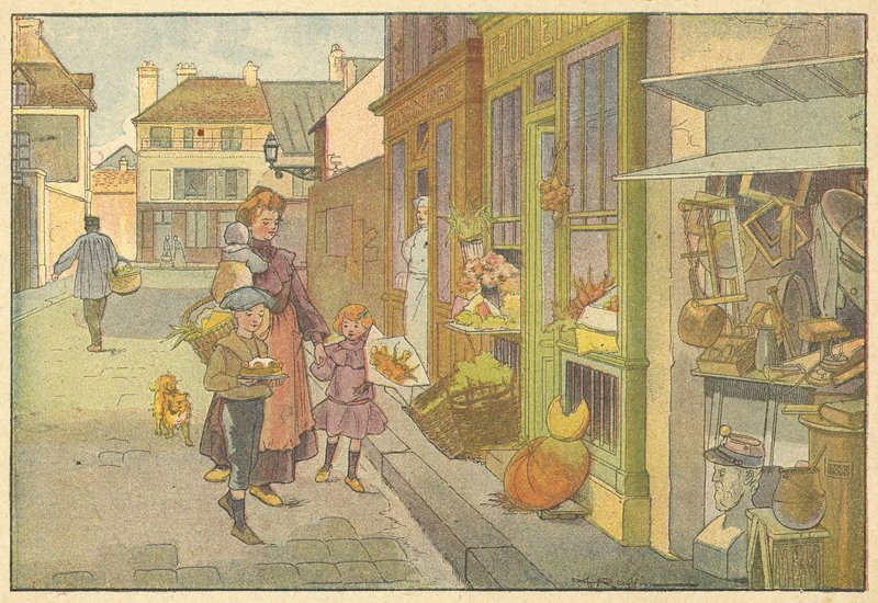 Preparativos da festa (cor litho) de French School