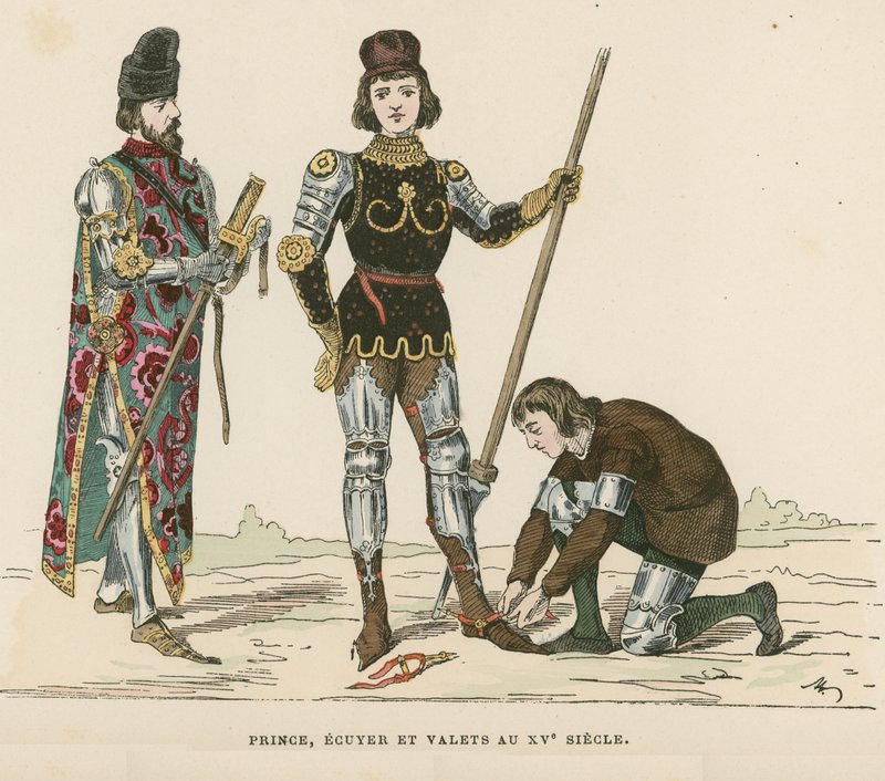 Príncipe, escudeiro e servo, do século XV de French School