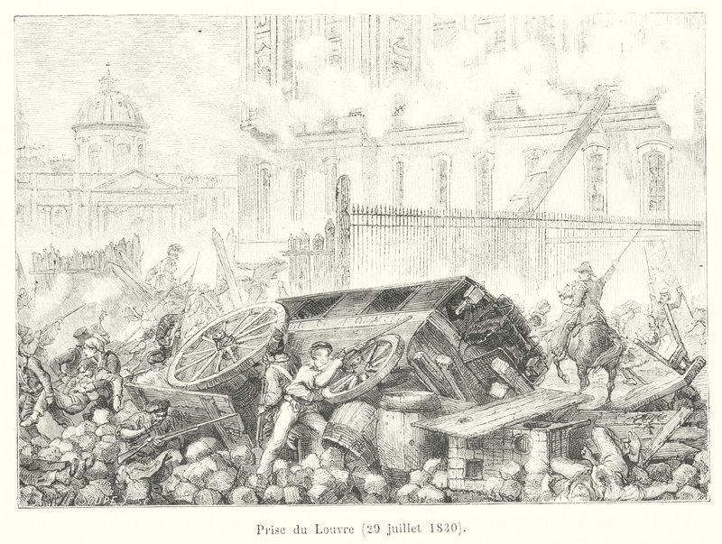 Captura do Louvre, 29 de Julho de 1830 (gravura) de French School