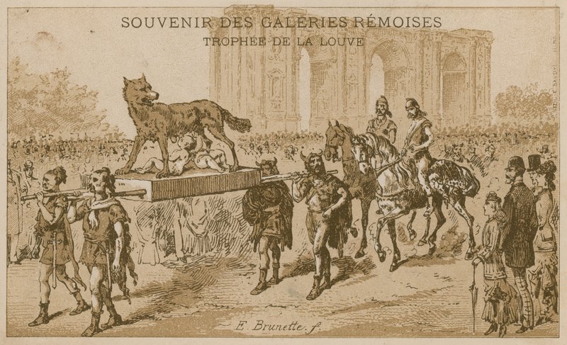 Procissão carregando o troféu da loba de French School