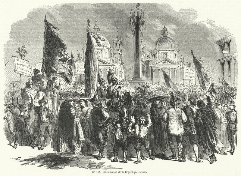 Proclamação da República Romana, Itália, 9 de fevereiro de 1849 de French School