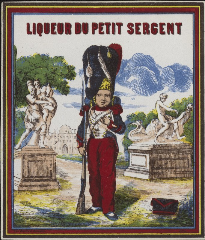 Rótulo do produto para licor Petit Sergent de French School
