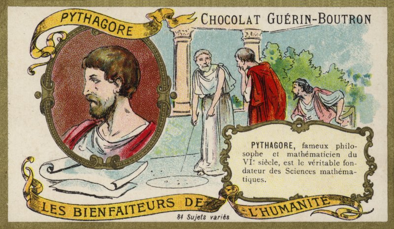 Pitágoras, filósofo e matemático grego antigo (chromolitho) de French School