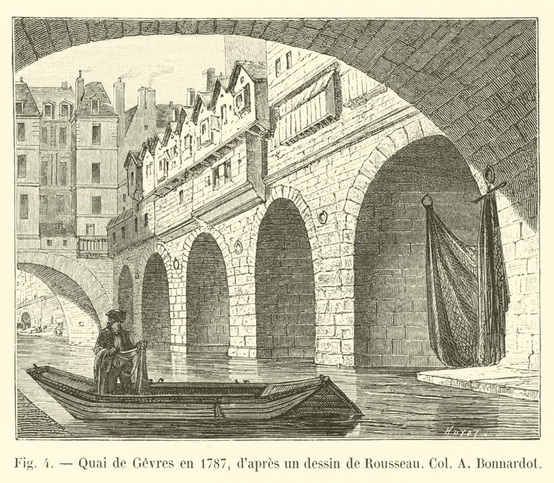 Quai de Gevres em 1787, depois de um desenho de Rousseau Col A Bonnardot de French School