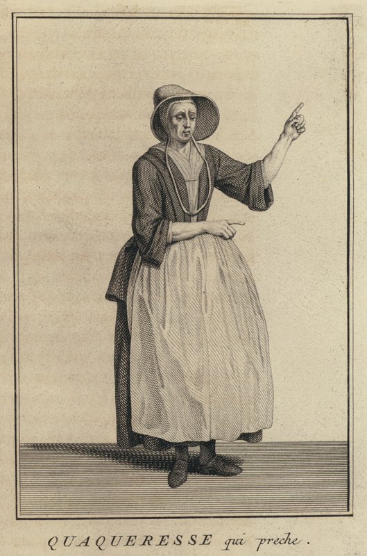 Pregação da mulher Quaker (gravura) de French School
