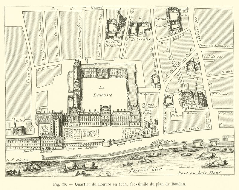 Louvre em 1714, fac-símile do plano de Boudan de French School