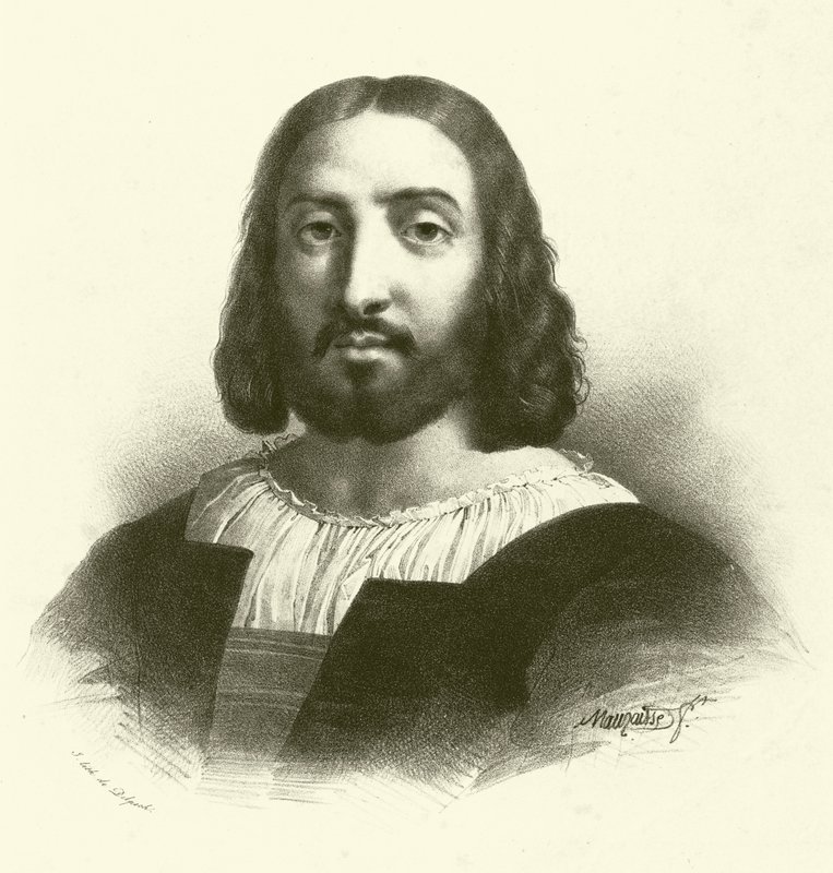 Raffaello Sanzio da Urbino, conhecido como Raphael, retrato (gravura) de French School